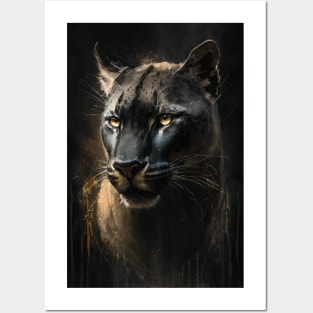 Panther Portrait Animal Nature Wildlife Dark Painting Wild Spirit Posters and Art